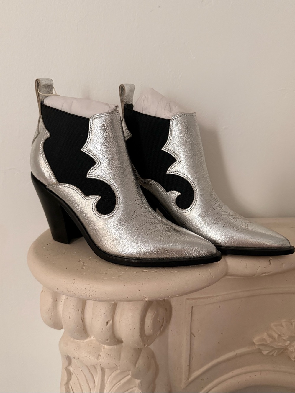 Sigerson Morrison Silver and Black Ankle Boots